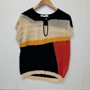 Zara Over Size Color Block Semi-Sheer top size Small